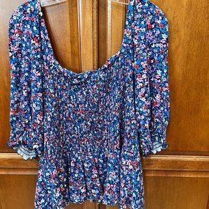 Draper James Square Neck Smocked Top